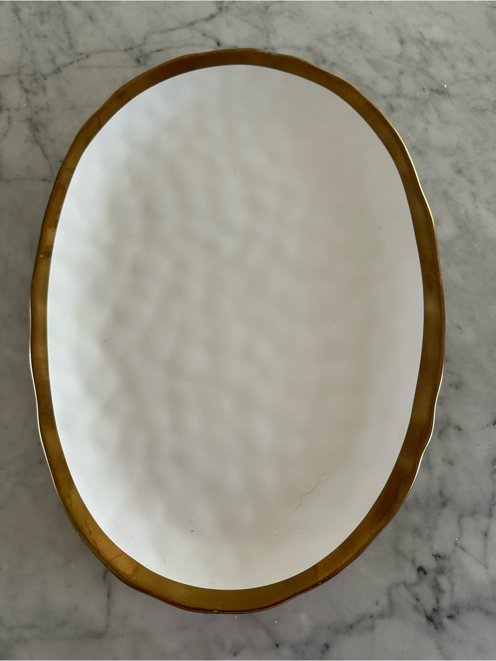 Gold Band Rim Oval Party Serving Platter / Tea Set Display Serving Tray 14x9.5"